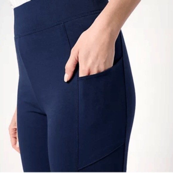 Denim & Co. Active Black Bootcut Stretch Pants Yoga Pockets Stretch Knit XS-Tall - Picture 3 of 5